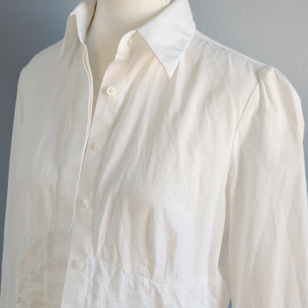 White Button Up Blouse Fitted - image 2